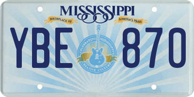 MS license plate YBE870