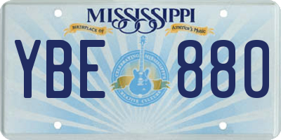 MS license plate YBE880