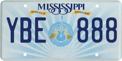 MS license plate YBE888