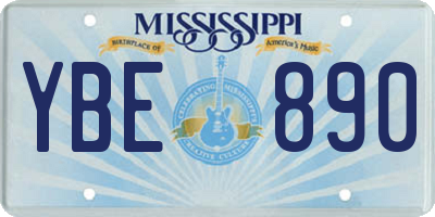MS license plate YBE890