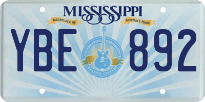 MS license plate YBE892