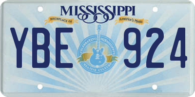 MS license plate YBE924