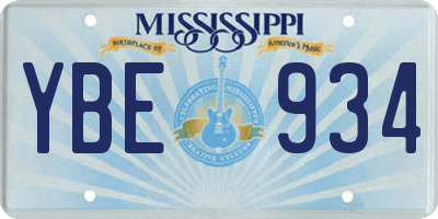 MS license plate YBE934