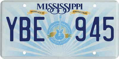 MS license plate YBE945