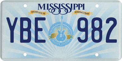 MS license plate YBE982