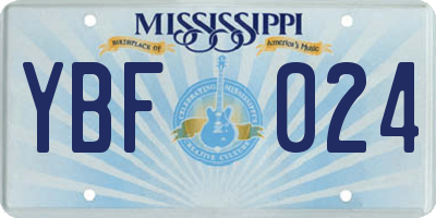 MS license plate YBF024