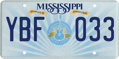 MS license plate YBF033