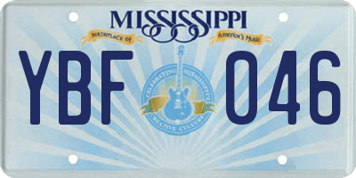 MS license plate YBF046