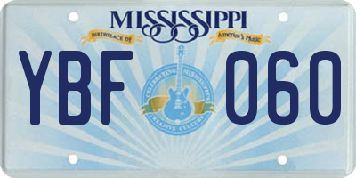 MS license plate YBF060
