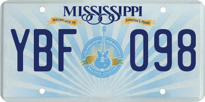 MS license plate YBF098