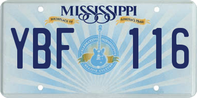 MS license plate YBF116
