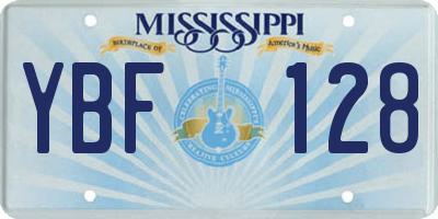 MS license plate YBF128