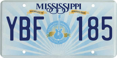 MS license plate YBF185