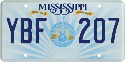 MS license plate YBF207