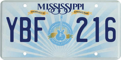 MS license plate YBF216