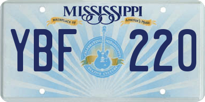 MS license plate YBF220