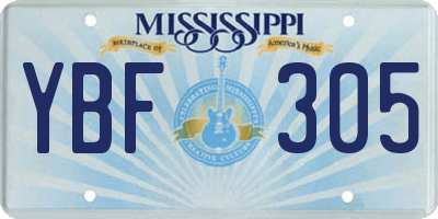 MS license plate YBF305