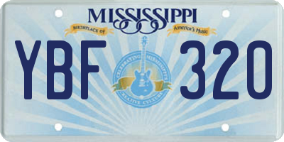 MS license plate YBF320