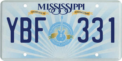 MS license plate YBF331