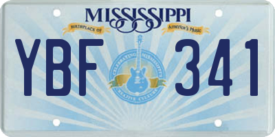MS license plate YBF341