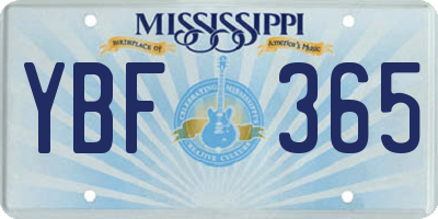 MS license plate YBF365