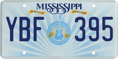 MS license plate YBF395