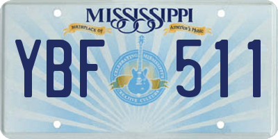 MS license plate YBF511