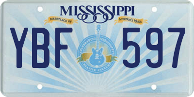 MS license plate YBF597