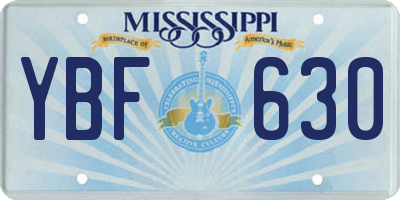 MS license plate YBF630