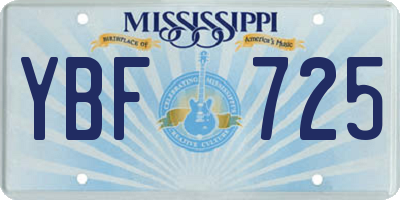 MS license plate YBF725