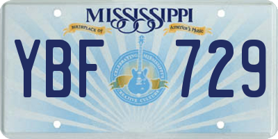MS license plate YBF729