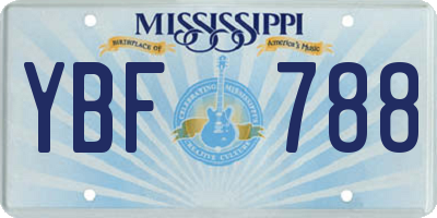 MS license plate YBF788