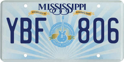 MS license plate YBF806
