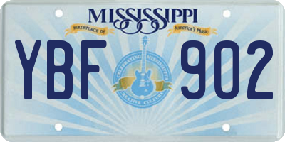MS license plate YBF902