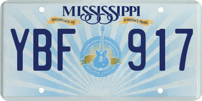 MS license plate YBF917