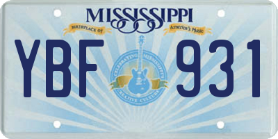 MS license plate YBF931