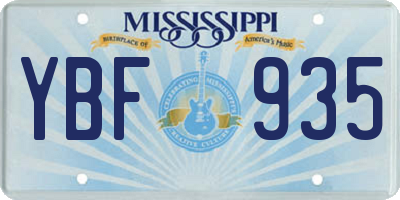 MS license plate YBF935