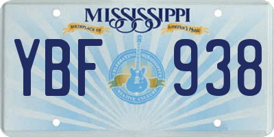 MS license plate YBF938