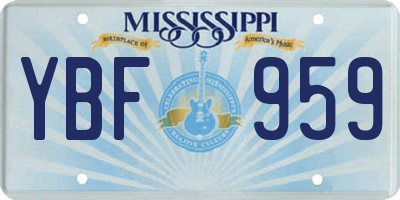 MS license plate YBF959