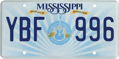 MS license plate YBF996