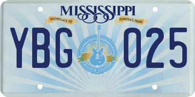 MS license plate YBG025