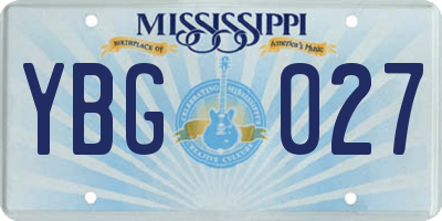 MS license plate YBG027