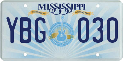 MS license plate YBG030