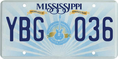 MS license plate YBG036
