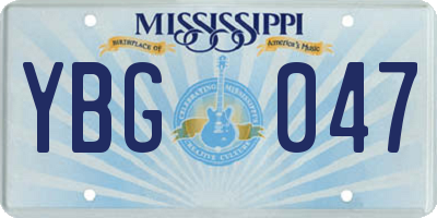 MS license plate YBG047