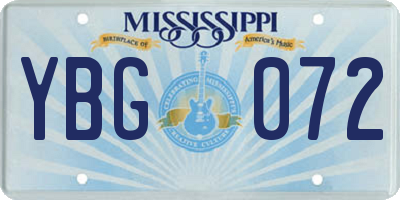 MS license plate YBG072