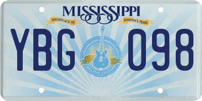 MS license plate YBG098