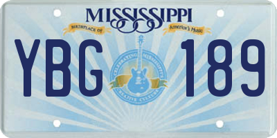 MS license plate YBG189