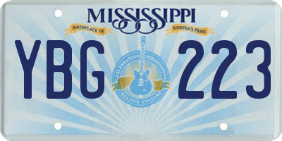 MS license plate YBG223