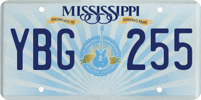 MS license plate YBG255